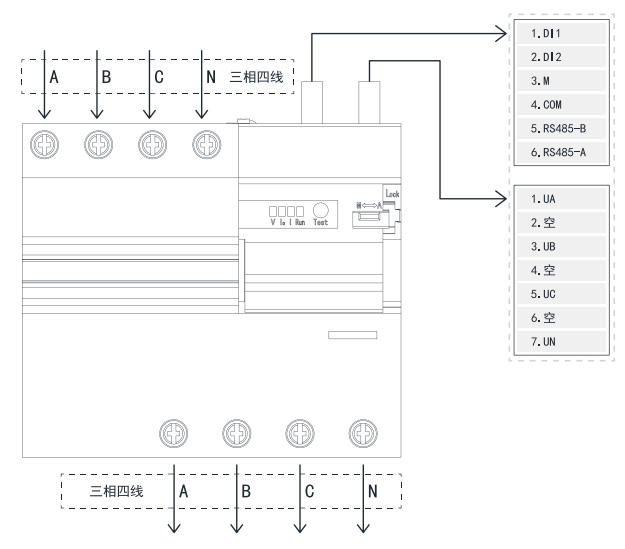 TY-610-4P智慧空開(kāi)產(chǎn)品接線(xiàn)示意圖