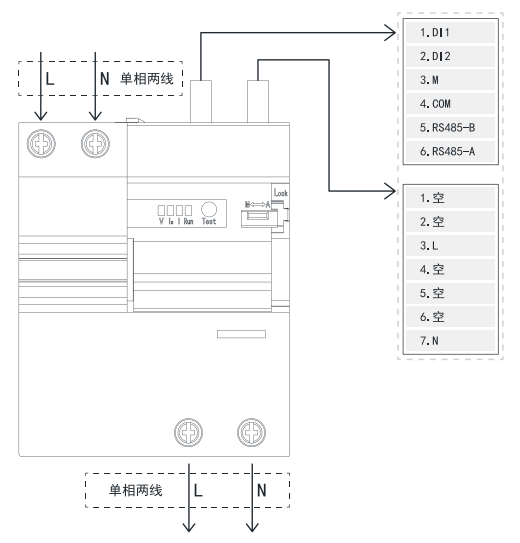 TY-610-2P智慧空開(kāi)產(chǎn)品接線(xiàn)示意圖